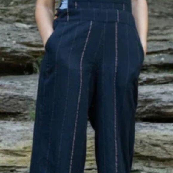 LIZ ALIG Handwoven Cotton Overalls in Dark Navy - Picture 6 of 13